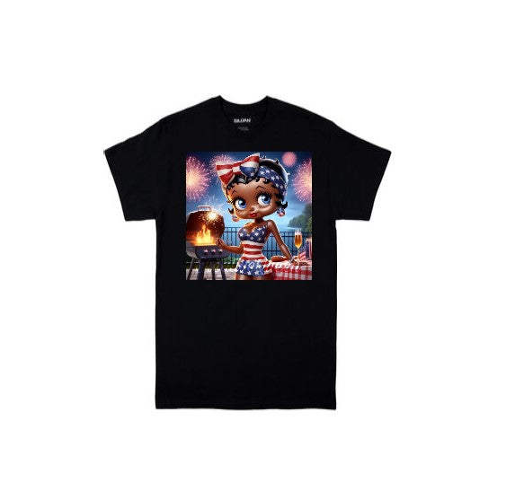 4th of July Black Betty Boop T-shirt