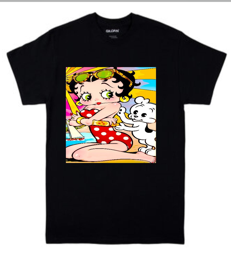 Betty Boop & Dog at The Beach T-shirt