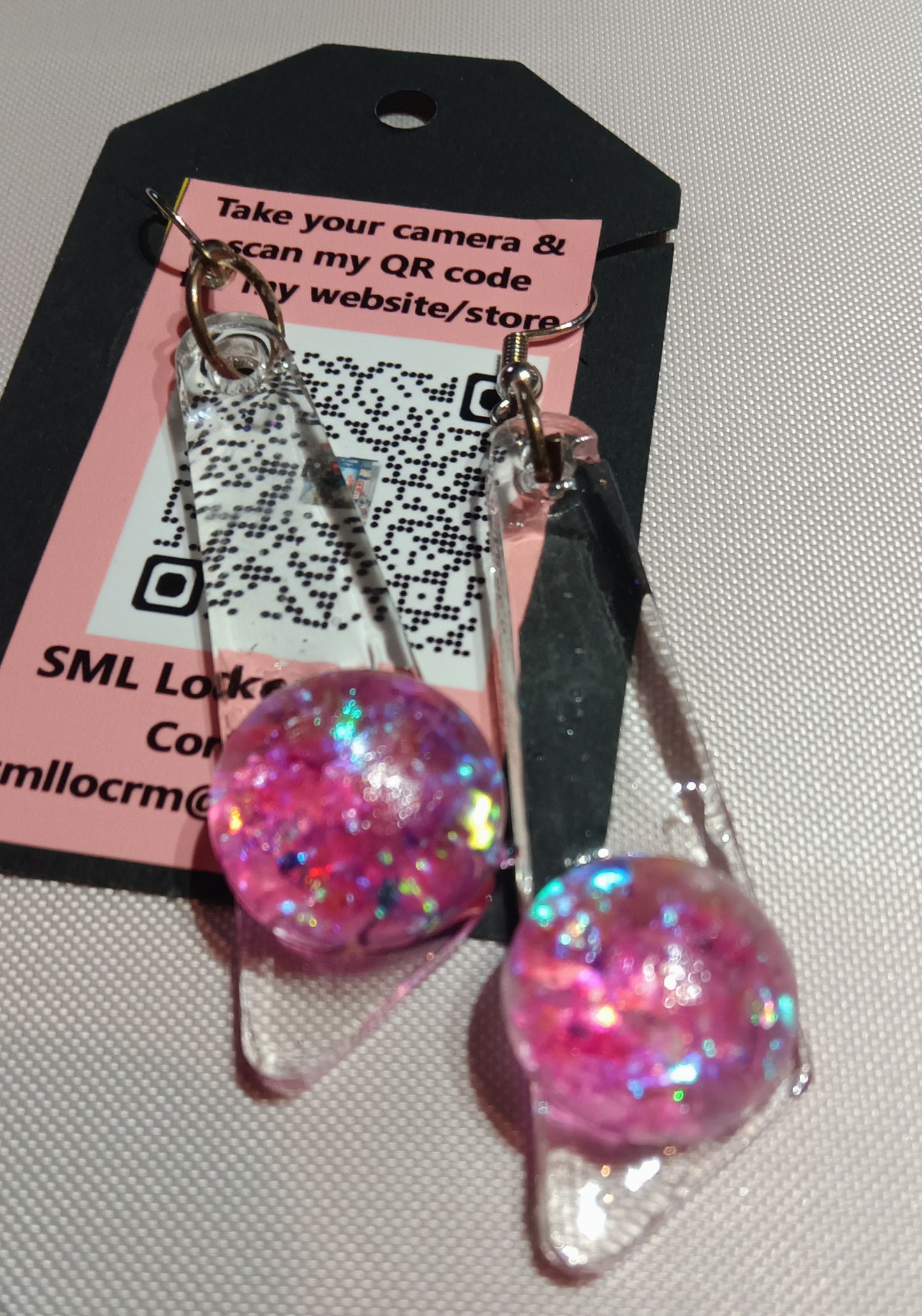 Clear & Pink Bubble Pierced Earrings
