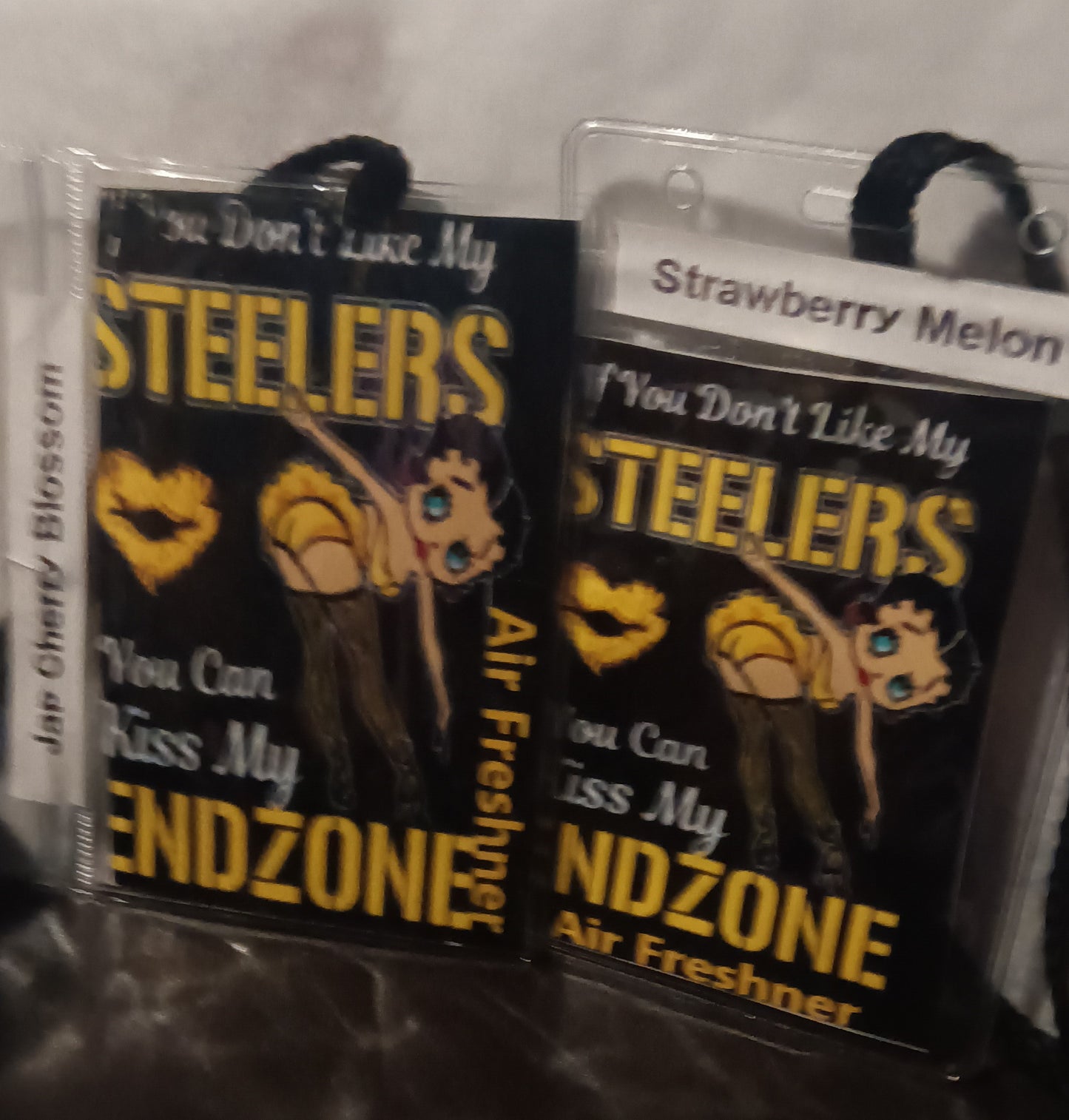 AF01 - KIss My Endzone if You Don't Like My Steelers -Betty Boop Air Freshener