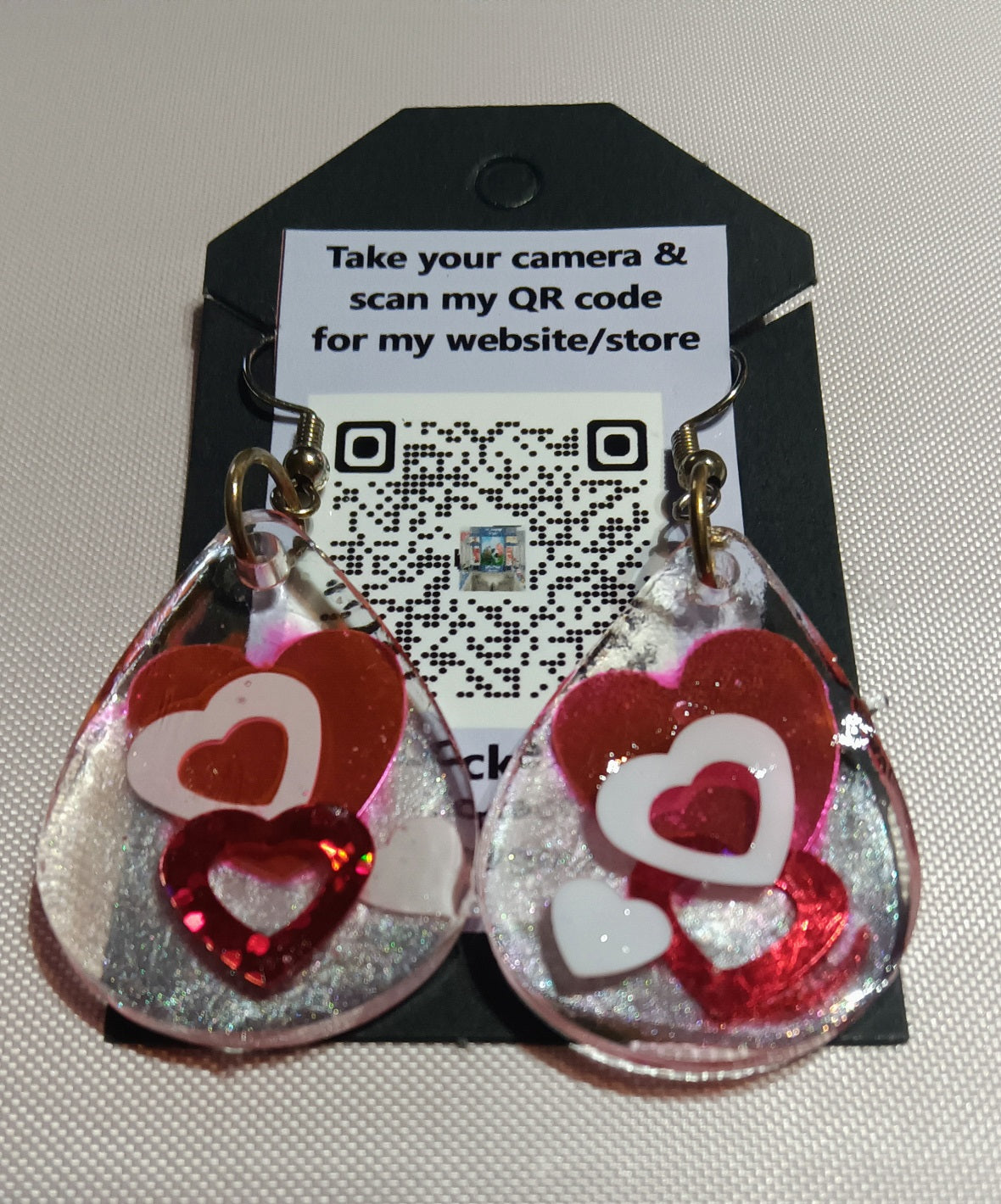 Red & White Hearts Pierced Earrings