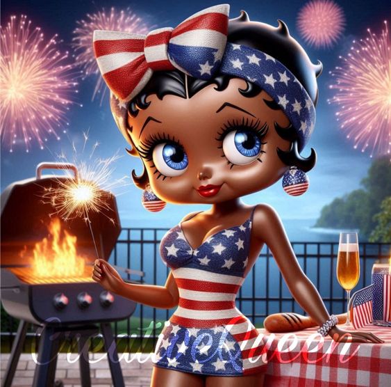 4th of July Black Betty Boop T-shirt