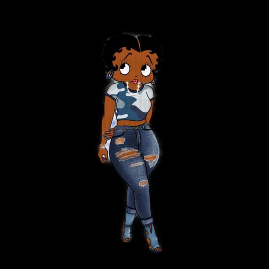 Black Betty Boop With Worn Jeans T-shirt