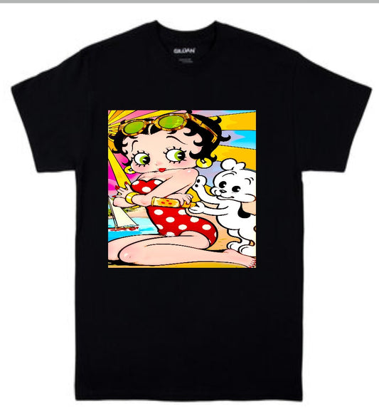 Betty Boop & Dog at The Beach T-shirt