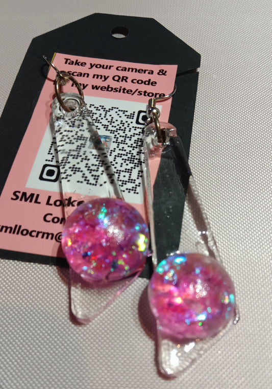 Clear & Pink Bubble Pierced Earrings