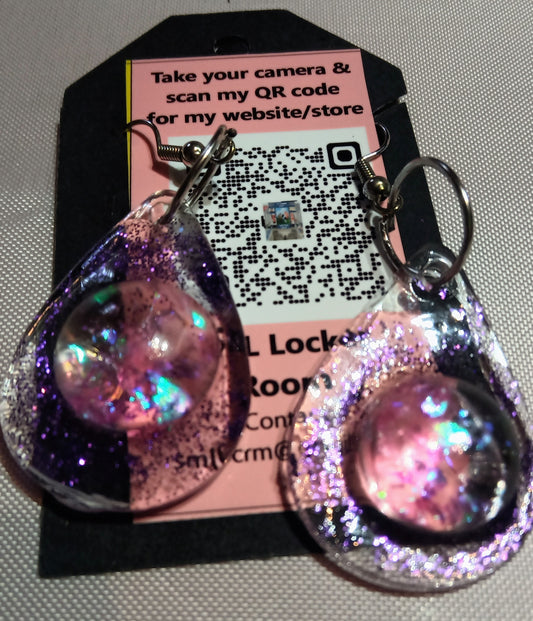 Purple Hue Bubble Pierced Earrings