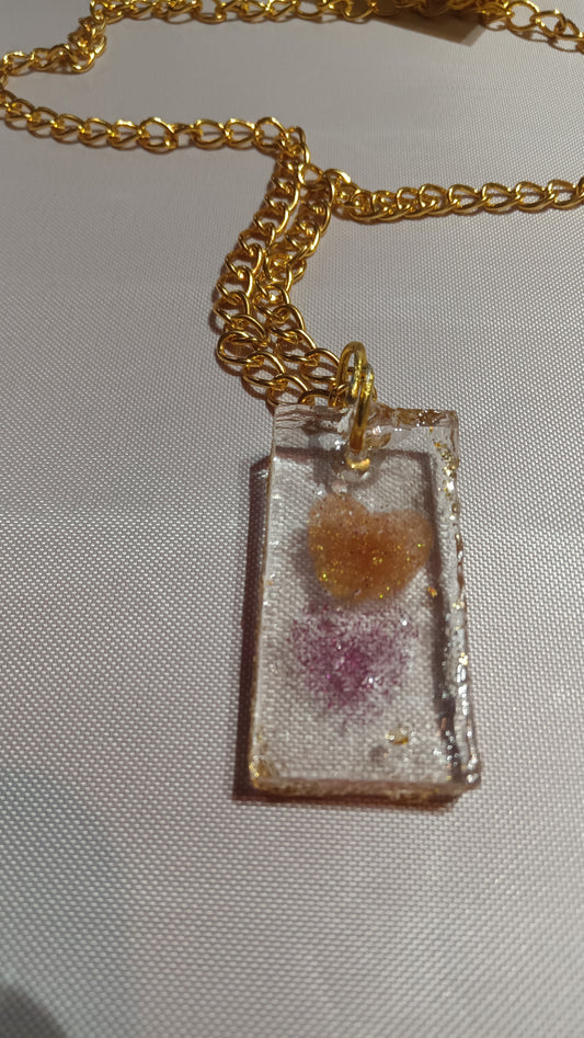 Resin Rectangle Pendant Necklace